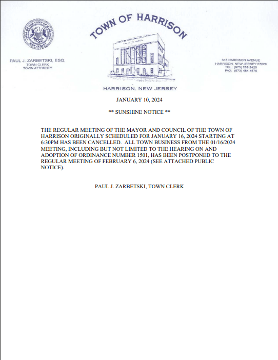 SUNSHINE NOTICE MC MEETING 1-16-24