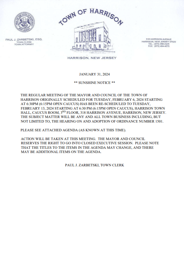 SUNSHINE NOTICE MC MEETING 2-6-24